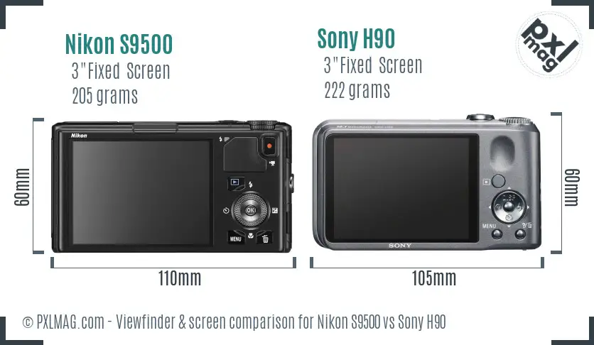 Nikon S9500 vs Sony H90 Screen and Viewfinder comparison Nikon S9500 vs Sony H90 Screen and Viewfinder comparison