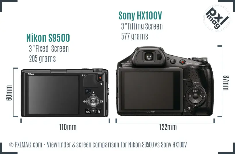 Nikon S9500 vs Sony HX100V Screen and Viewfinder comparison Nikon S9500 vs Sony HX100V Screen and Viewfinder comparison