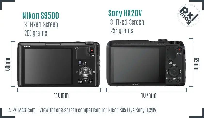 Nikon S9500 vs Sony HX20V Screen and Viewfinder comparison Nikon S9500 vs Sony HX20V Screen and Viewfinder comparison