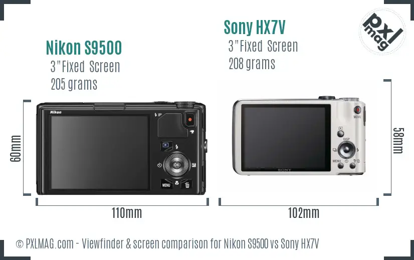 Nikon S9500 vs Sony HX7V Screen and Viewfinder comparison Nikon S9500 vs Sony HX7V Screen and Viewfinder comparison