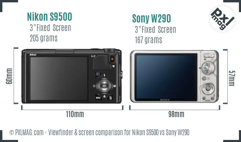 Nikon S9500 vs Sony W290 Screen and Viewfinder comparison Nikon S9500 vs Sony W290 Screen and Viewfinder comparison