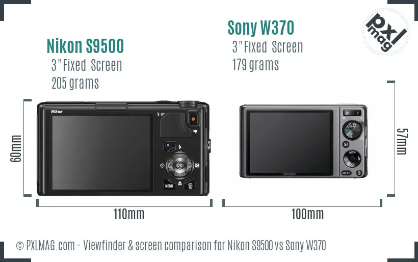 Nikon S9500 vs Sony W370 Screen and Viewfinder comparison Nikon S9500 vs Sony W370 Screen and Viewfinder comparison