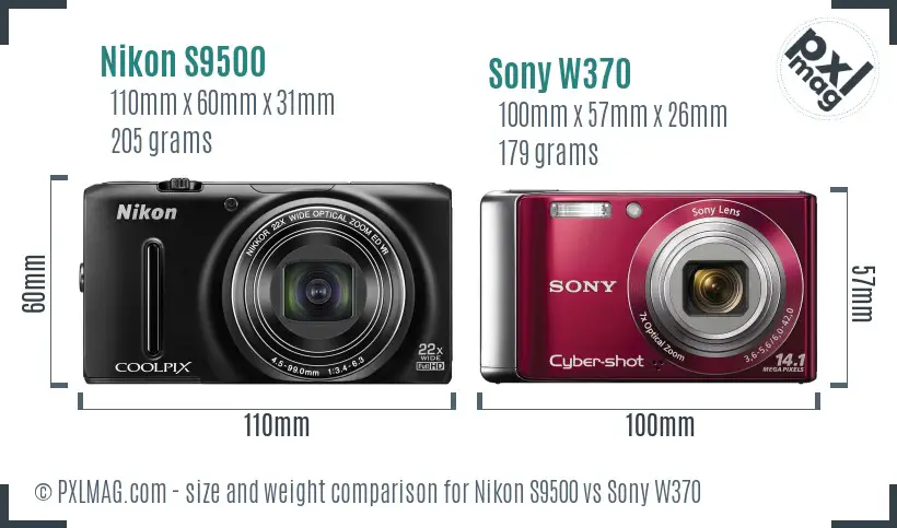 Nikon S9500 vs Sony W370 size comparison Nikon S9500 vs Sony W370 size comparison