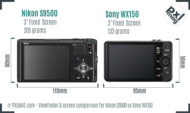 Nikon S9500 vs Sony WX150 Screen and Viewfinder comparison Nikon S9500 vs Sony WX150 Screen and Viewfinder comparison