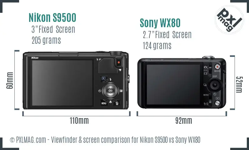 Nikon S9500 vs Sony WX80 Screen and Viewfinder comparison