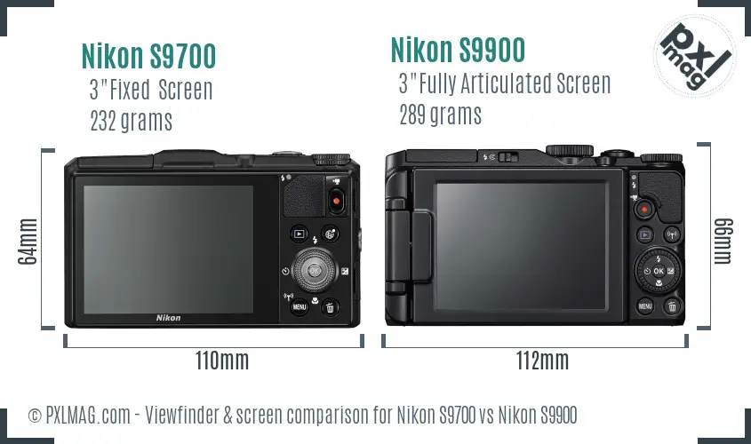 Nikon S9700 vs Nikon S9900 Screen and Viewfinder comparison