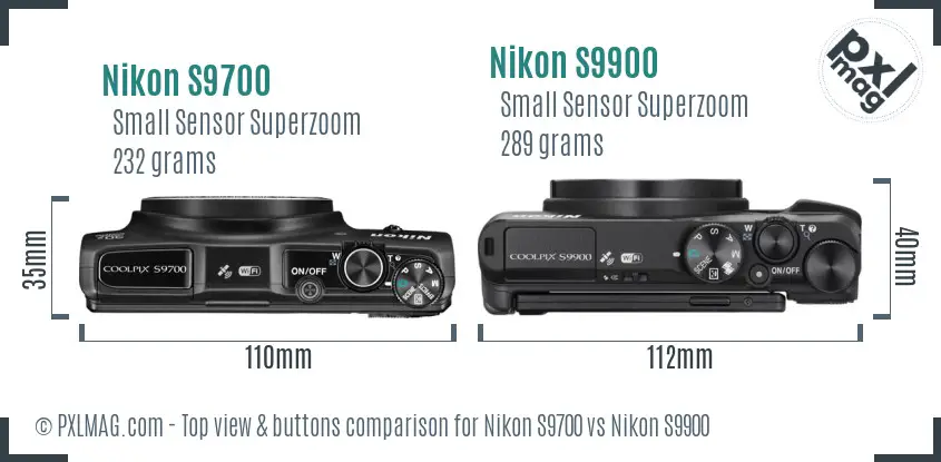 Nikon S9700 vs Nikon S9900 top view buttons comparison