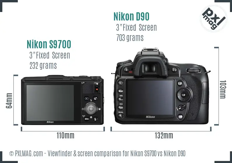 Nikon S9700 vs Nikon D90 Screen and Viewfinder comparison
