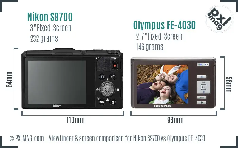 Nikon S9700 vs Olympus FE-4030 Screen and Viewfinder comparison Nikon S9700 vs Olympus FE-4030 Screen and Viewfinder comparison