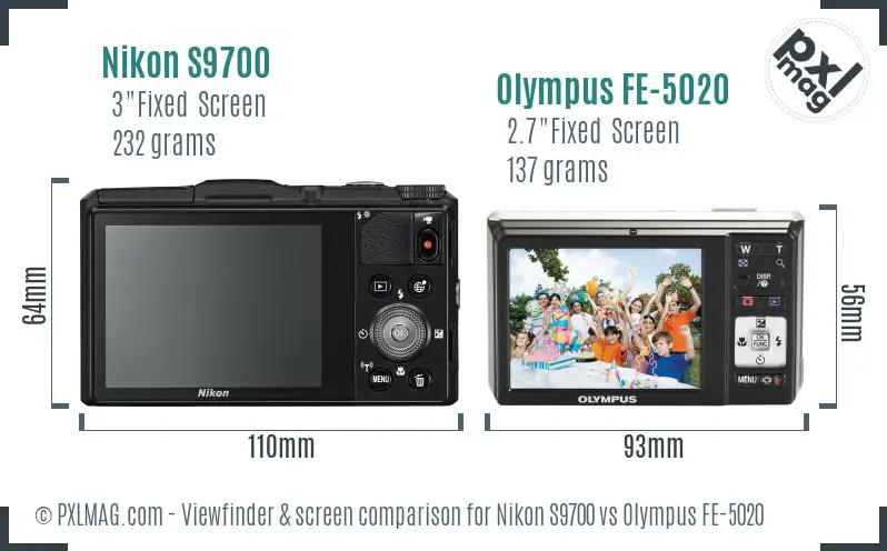 Nikon S9700 vs Olympus FE-5020 Screen and Viewfinder comparison Nikon S9700 vs Olympus FE-5020 Screen and Viewfinder comparison