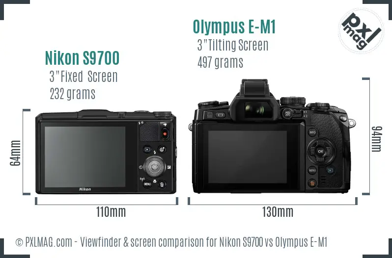 Nikon S9700 vs Olympus E-M1 Screen and Viewfinder comparison