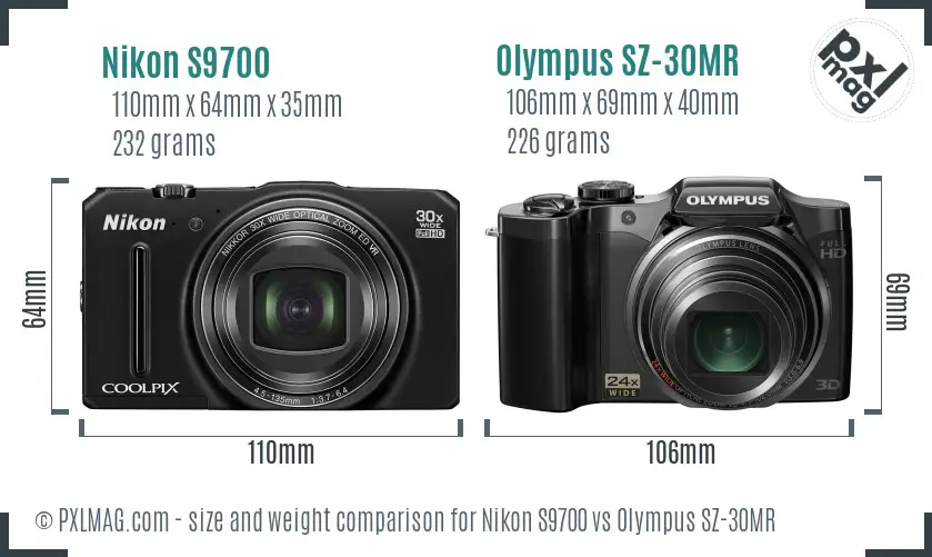 Nikon S9700 vs Olympus SZ-30MR size comparison Nikon S9700 vs Olympus SZ-30MR size comparison