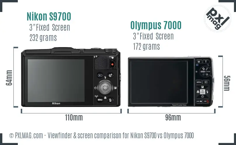 Nikon S9700 vs Olympus 7000 Screen and Viewfinder comparison