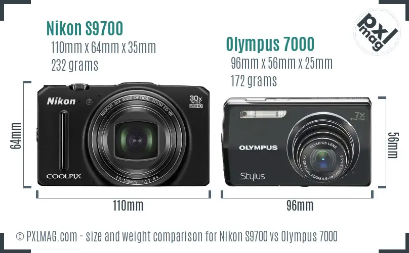 Nikon S9700 vs Olympus 7000 size comparison