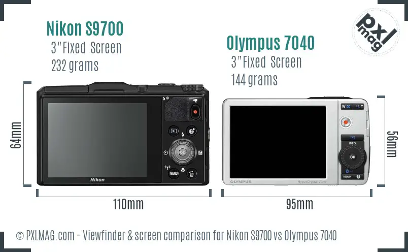 Nikon S9700 vs Olympus 7040 Screen and Viewfinder comparison