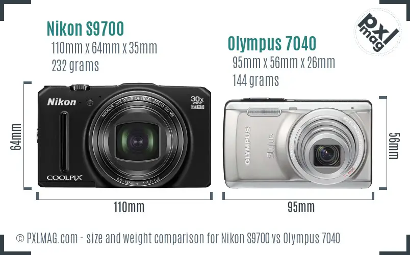 Nikon S9700 vs Olympus 7040 size comparison