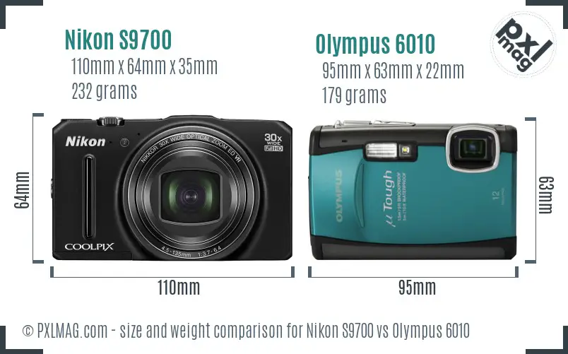 Nikon S9700 vs Olympus 6010 size comparison Nikon S9700 vs Olympus 6010 size comparison