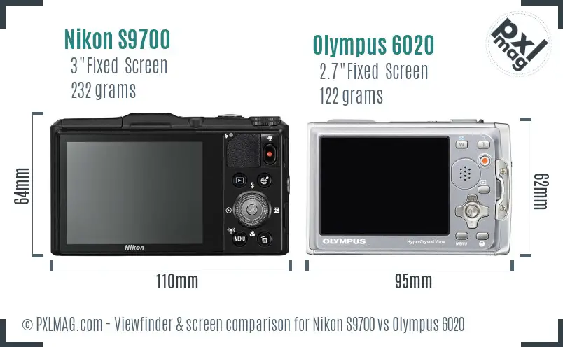 Nikon S9700 vs Olympus 6020 Screen and Viewfinder comparison Nikon S9700 vs Olympus 6020 Screen and Viewfinder comparison