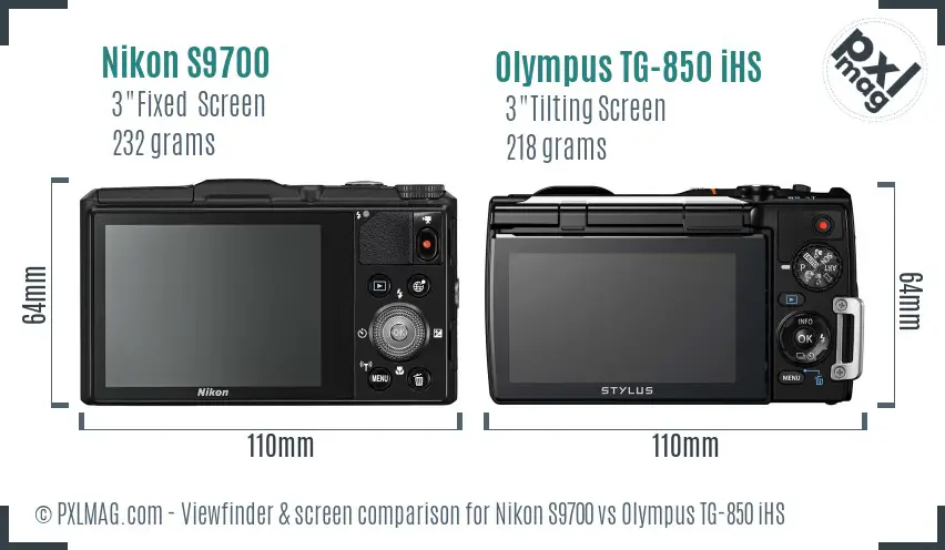 Nikon S9700 vs Olympus TG-850 iHS Screen and Viewfinder comparison Nikon S9700 vs Olympus TG-850 iHS Screen and Viewfinder comparison