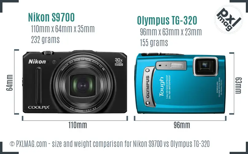 Nikon S9700 vs Olympus TG-320 size comparison Nikon S9700 vs Olympus TG-320 size comparison