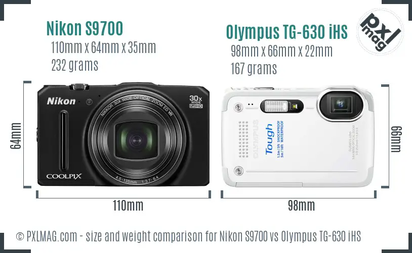 Nikon S9700 vs Olympus TG-630 iHS size comparison