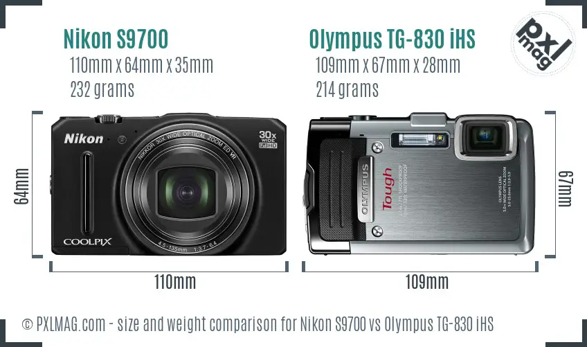 Nikon S9700 vs Olympus TG-830 iHS size comparison