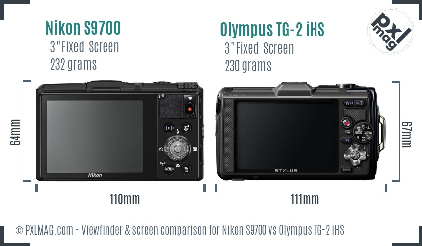 Nikon S9700 vs Olympus TG-2 iHS Screen and Viewfinder comparison
