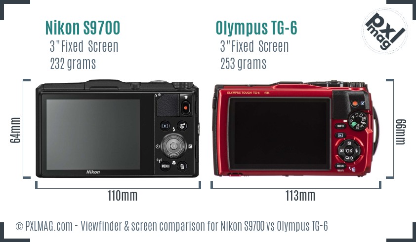 Nikon S9700 vs Olympus TG-6 Screen and Viewfinder comparison
