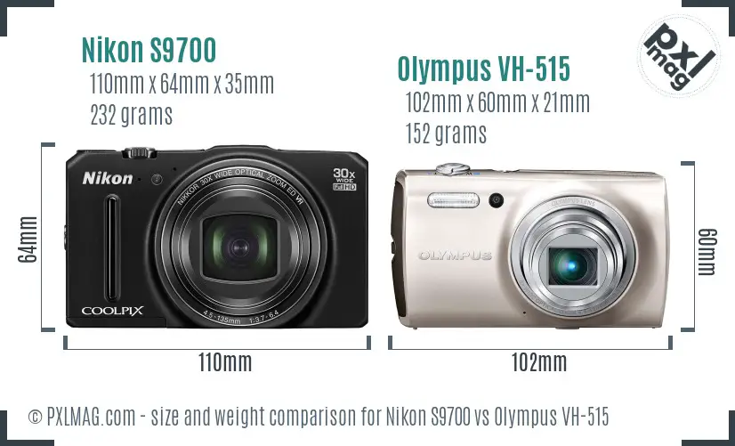 Nikon S9700 vs Olympus VH-515 size comparison