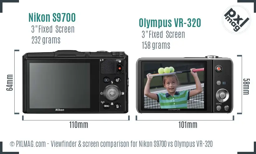 Nikon S9700 vs Olympus VR-320 Screen and Viewfinder comparison