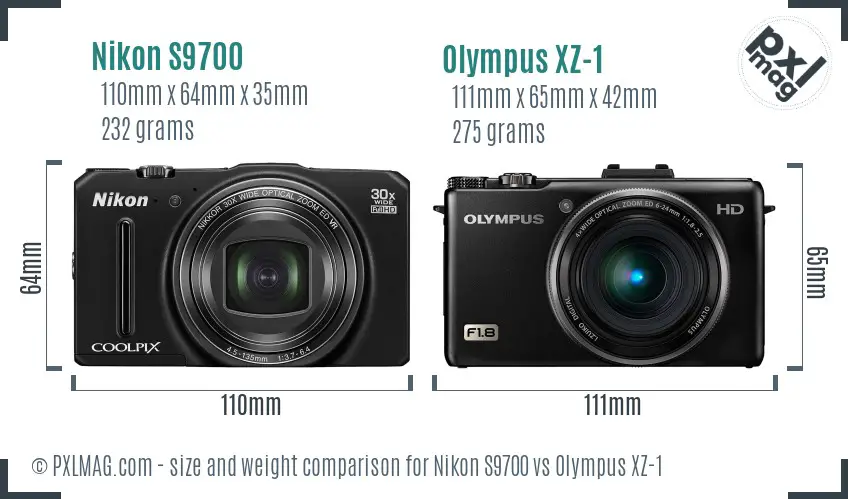 Nikon S9700 vs Olympus XZ-1 size comparison Nikon S9700 vs Olympus XZ-1 size comparison
