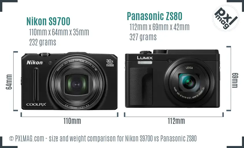 Nikon S9700 vs Panasonic ZS80 size comparison