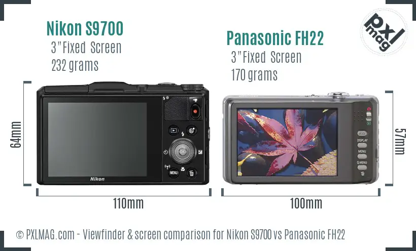 Nikon S9700 vs Panasonic FH22 Screen and Viewfinder comparison Nikon S9700 vs Panasonic FH22 Screen and Viewfinder comparison