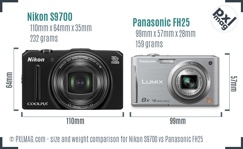 Nikon S9700 vs Panasonic FH25 size comparison Nikon S9700 vs Panasonic FH25 size comparison