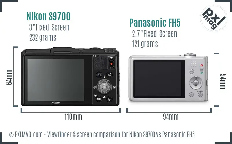Nikon S9700 vs Panasonic FH5 Screen and Viewfinder comparison