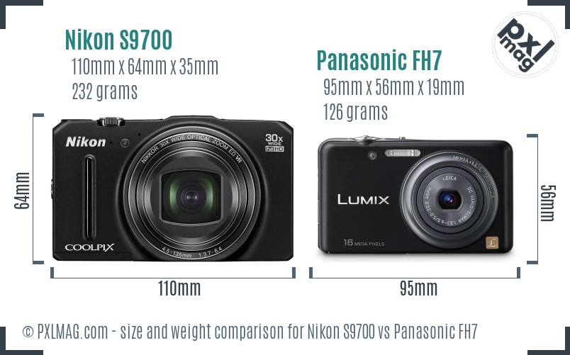 Nikon S9700 vs Panasonic FH7 size comparison