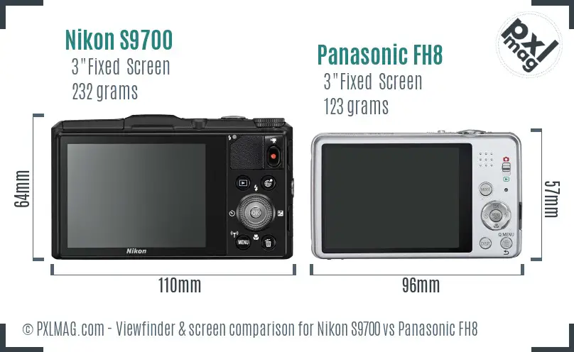 Nikon S9700 vs Panasonic FH8 Screen and Viewfinder comparison Nikon S9700 vs Panasonic FH8 Screen and Viewfinder comparison