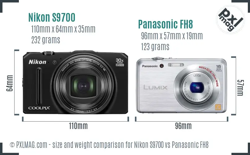 Nikon S9700 vs Panasonic FH8 size comparison Nikon S9700 vs Panasonic FH8 size comparison