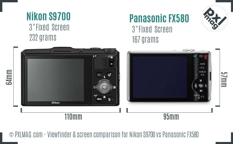 Nikon S9700 vs Panasonic FX580 Screen and Viewfinder comparison Nikon S9700 vs Panasonic FX580 Screen and Viewfinder comparison