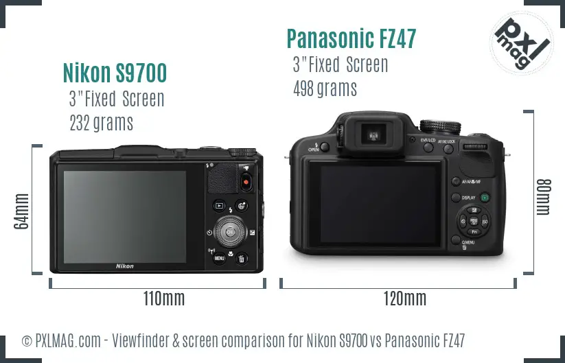 Nikon S9700 vs Panasonic FZ47 Screen and Viewfinder comparison Nikon S9700 vs Panasonic FZ47 Screen and Viewfinder comparison