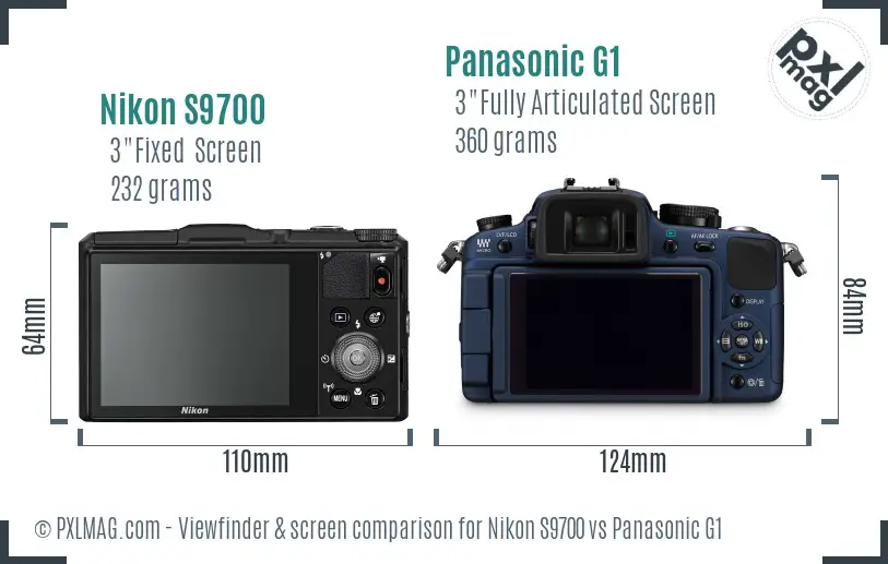 Nikon S9700 vs Panasonic G1 Screen and Viewfinder comparison