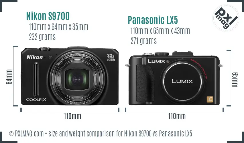 Nikon S9700 vs Panasonic LX5 size comparison Nikon S9700 vs Panasonic LX5 size comparison