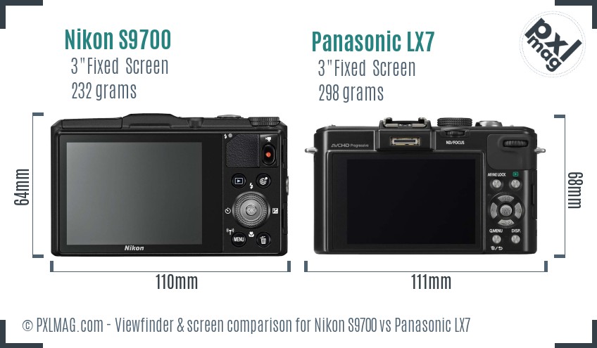 Nikon S9700 vs Panasonic LX7 Screen and Viewfinder comparison