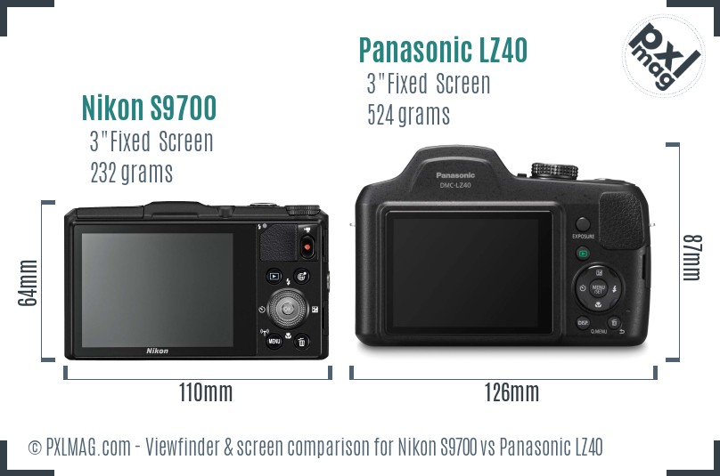 Nikon S9700 vs Panasonic LZ40 Screen and Viewfinder comparison