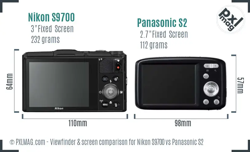 Nikon S9700 vs Panasonic S2 Screen and Viewfinder comparison