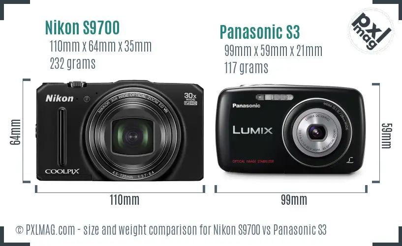 Nikon S9700 vs Panasonic S3 size comparison Nikon S9700 vs Panasonic S3 size comparison