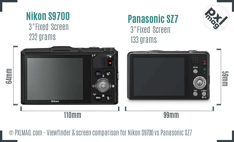 Nikon S9700 vs Panasonic SZ7 Screen and Viewfinder comparison