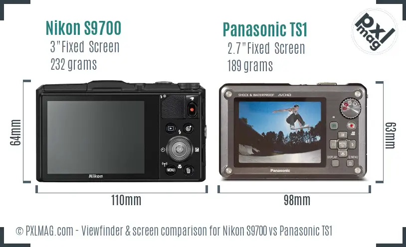 Nikon S9700 vs Panasonic TS1 Screen and Viewfinder comparison