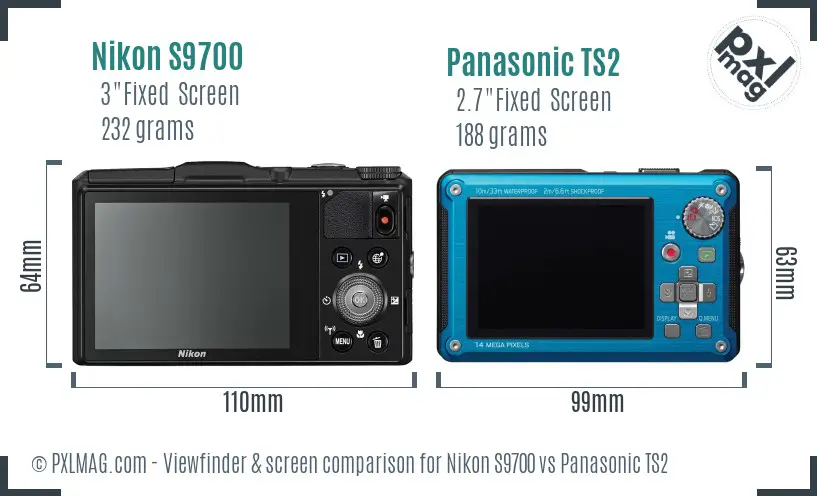 Nikon S9700 vs Panasonic TS2 Screen and Viewfinder comparison