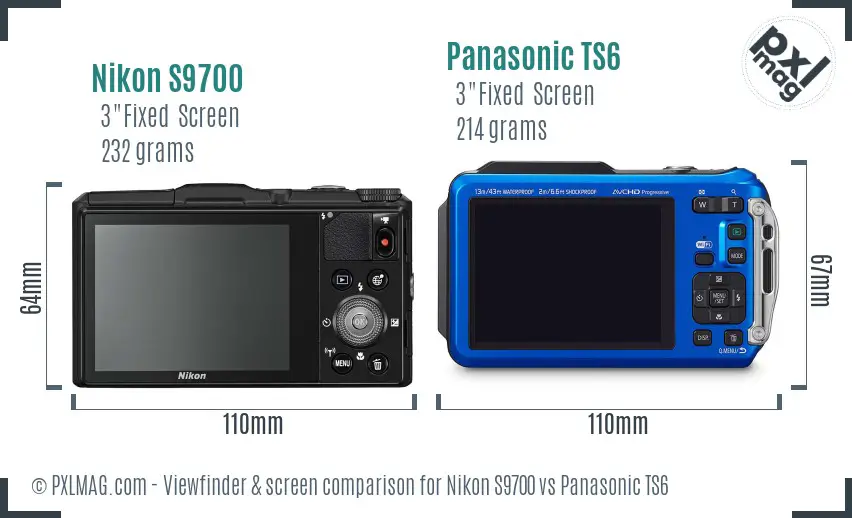 Nikon S9700 vs Panasonic TS6 Screen and Viewfinder comparison